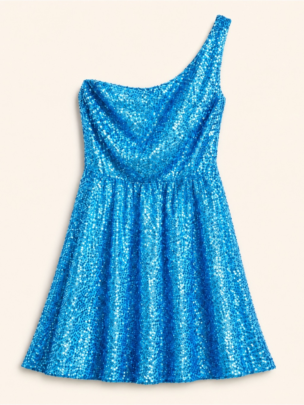 Jodi Kristopher Aqua Blue Sequin One Shoulder Party Dress Size 5